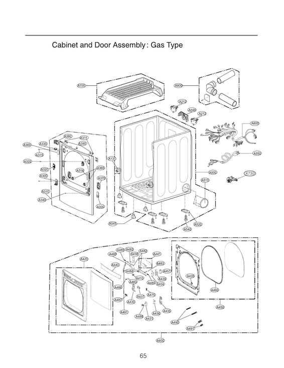 Cabinet/door assy: gas type