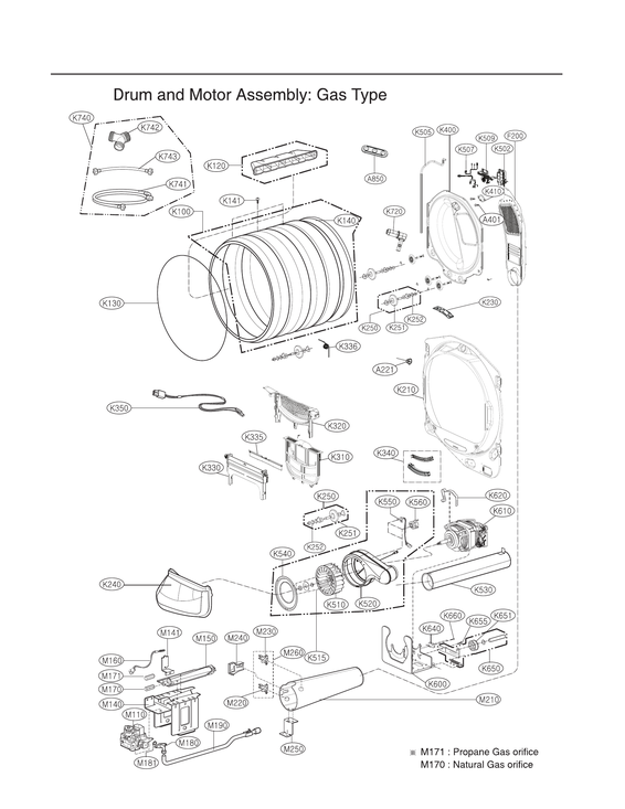 Drum/motor assy: gas type