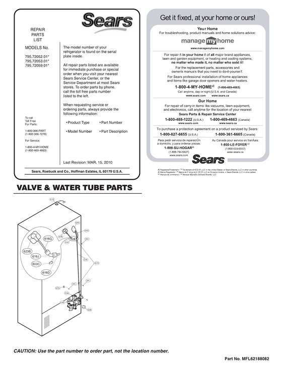 Valve/water tube parts