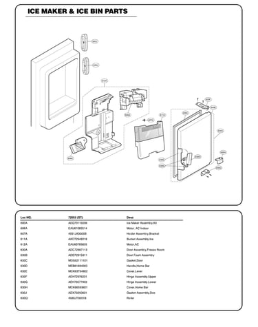 Ice maker/ice bin parts
