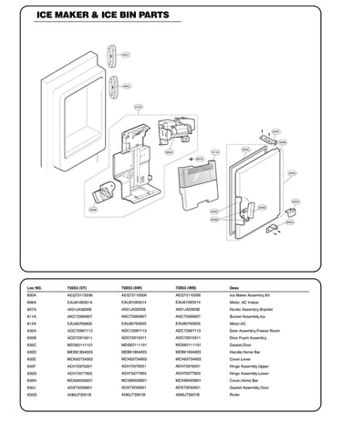 Ice maker/ice bin parts