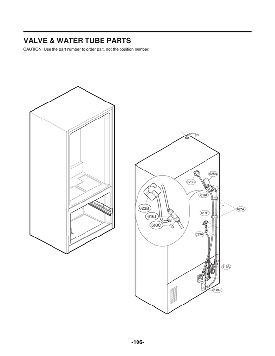 Valve/water tube parts