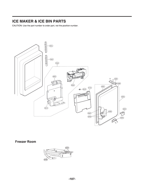 Ice maker/ice bin parts