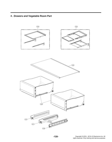 Drawers/vegetable room parts