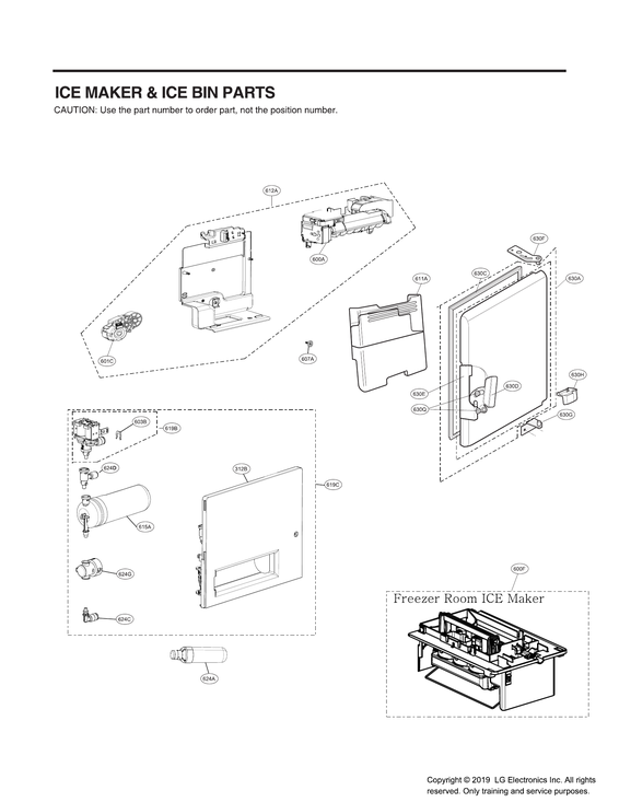 Ice maker/ice bin parts