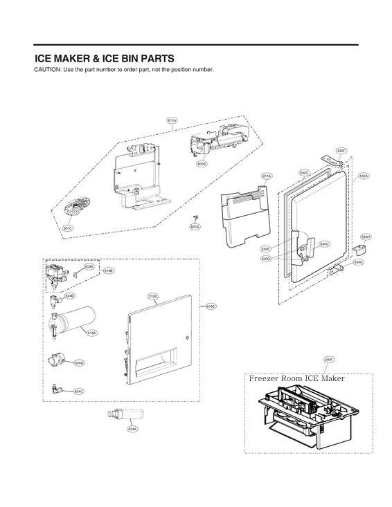 Ice maker/ice bin parts