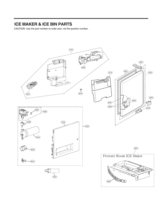 Ice maker/ice bin parts