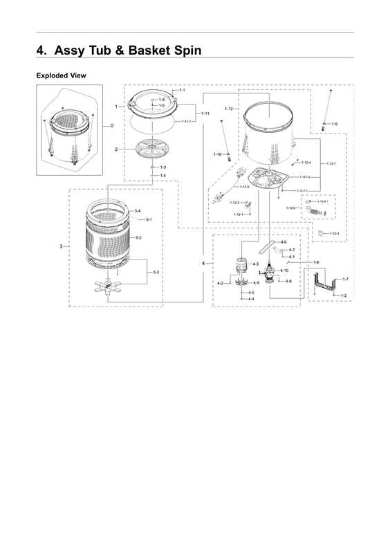 Tub/basket spin assy