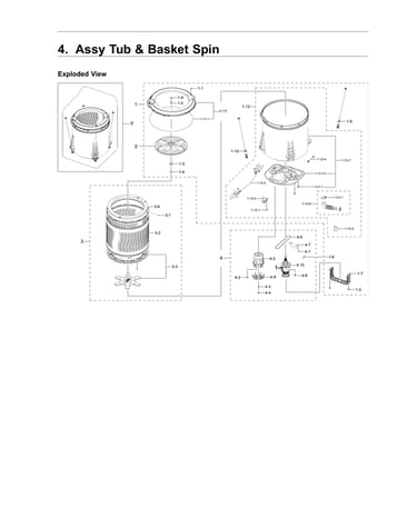 Tub/basket spin assy