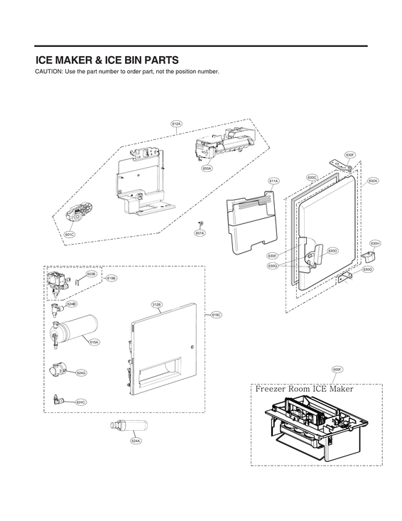 Ice maker/ice bin parts