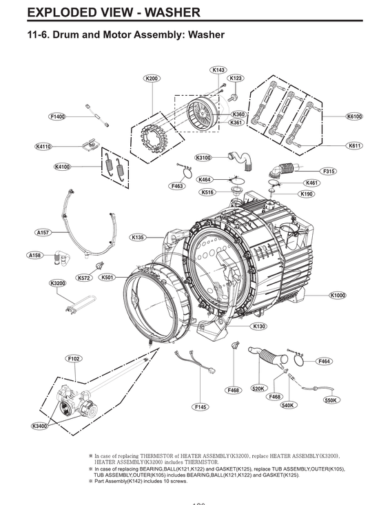 DRUM/MOTOR ASSY: WASHER