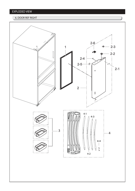Refrigerator right door parts