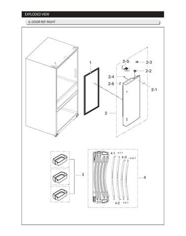 Right refrigerator door parts