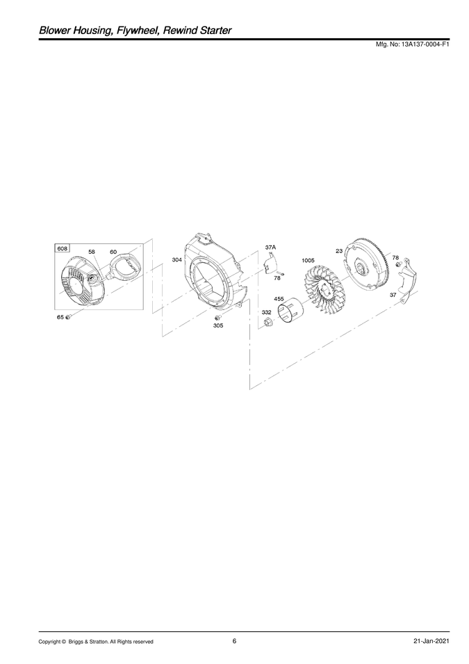 Blower housing/flywheel/rewind starter