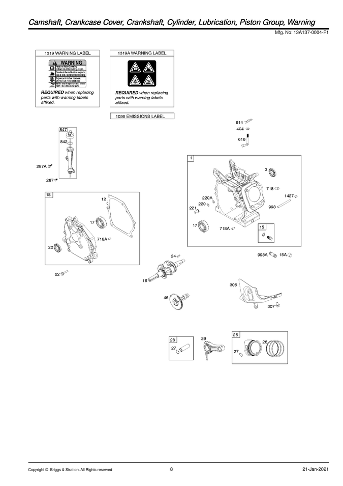 Camshaft/crankshaft/cylinder