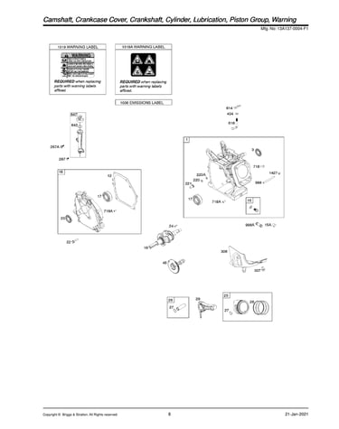 Camshaft/crankshaft/cylinder