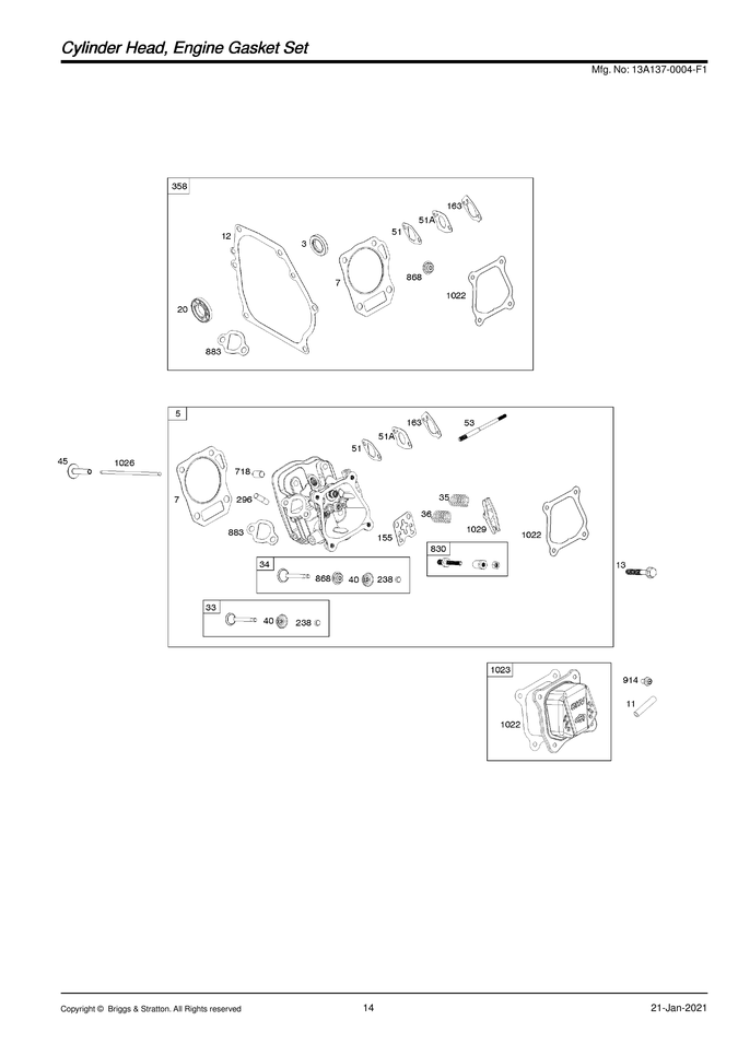 Cylinder head/engine gasket set