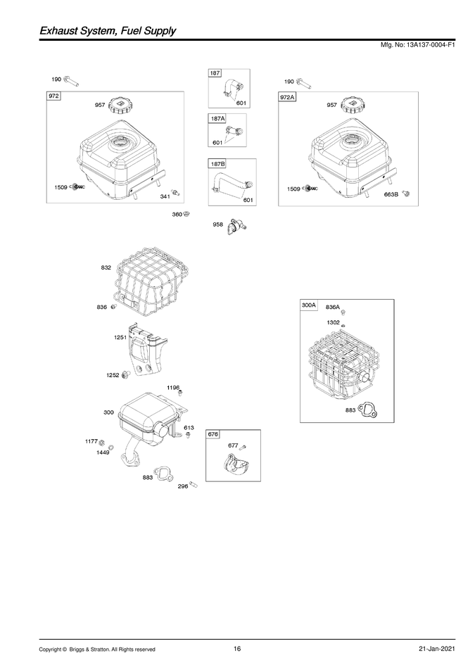 Exhaust system/fuel supply