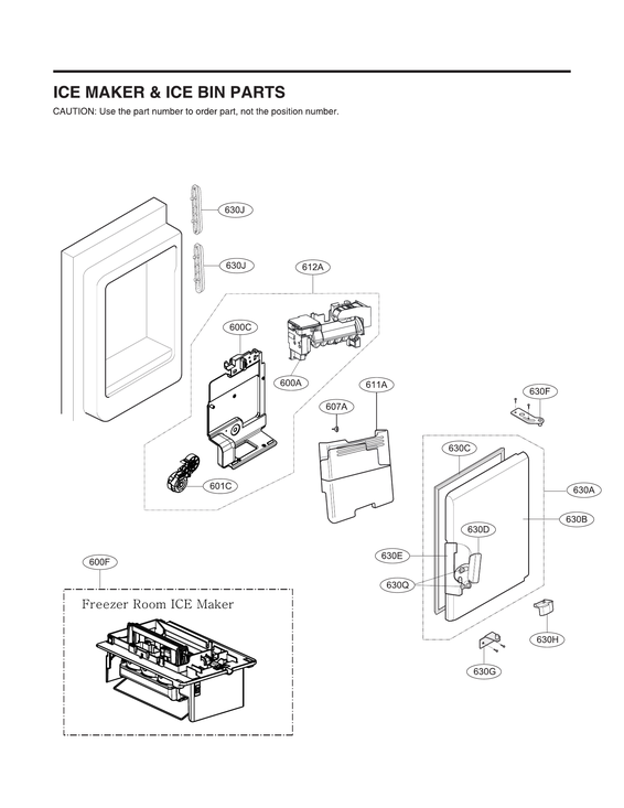 Ice maker & ice bin parts
