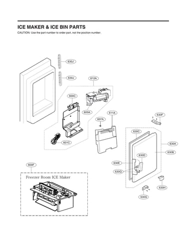 Ice maker & ice bin parts