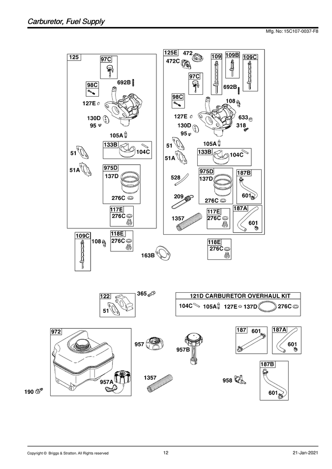 Carburetor/fuel supply