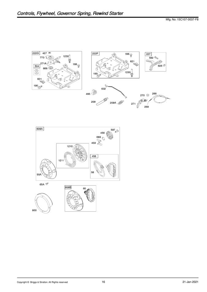 Controls/flywheel/rewind starter