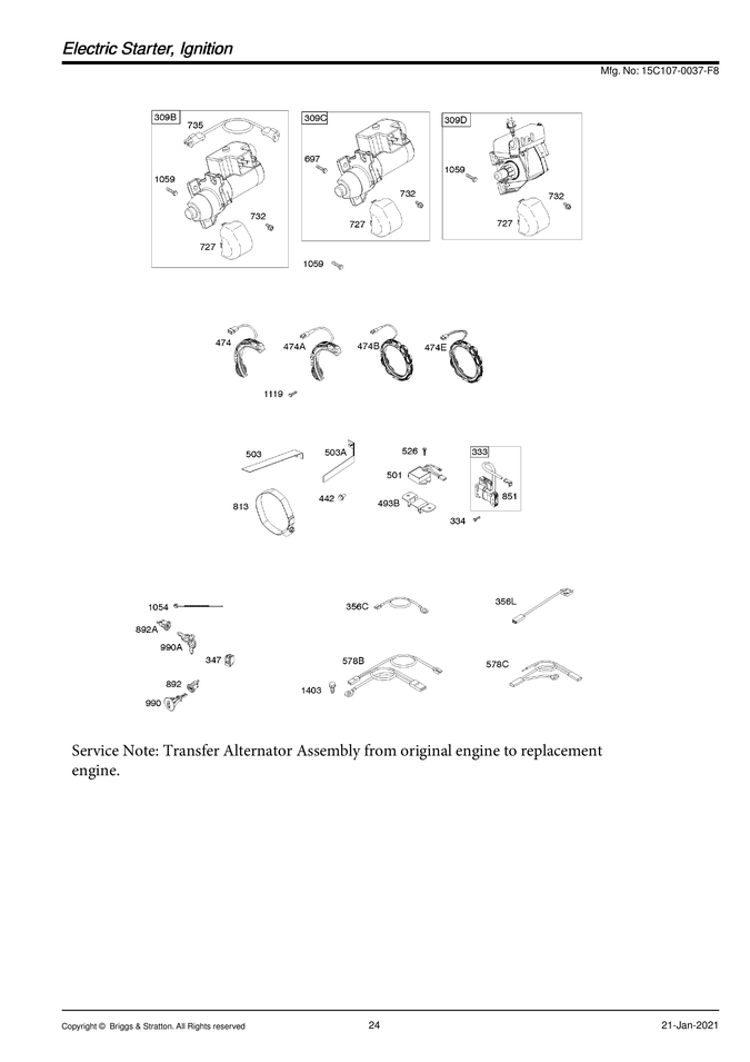 Electric starter/ignition