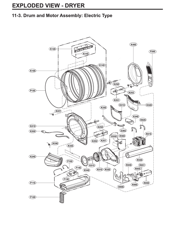 Drum & motor assy : electric type