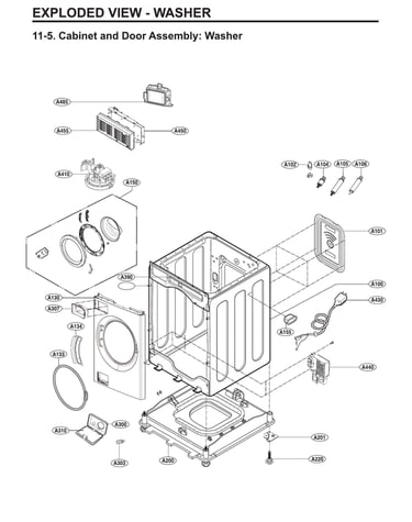 Cabinet & door assy : washer
