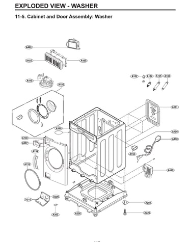 Cabinet & door assy: washer