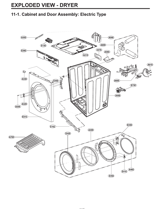 Cabinet & door assy: electric type
