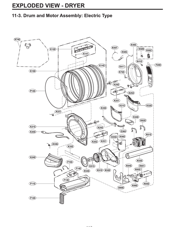 Drum & motor assy: electric type