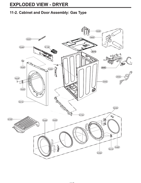 Cabinet & door assy: gas type