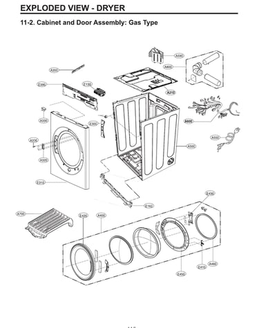 Cabinet & door assy: gas type