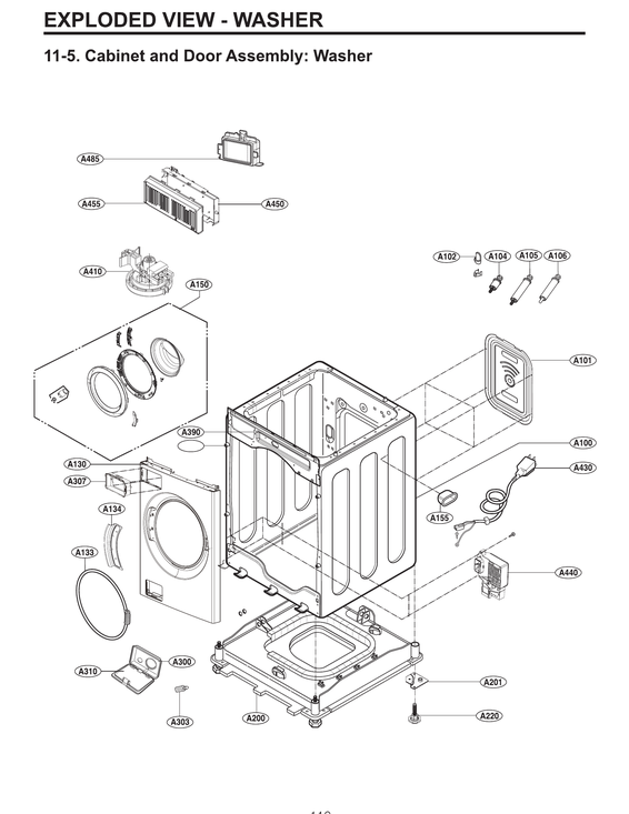 Cabinet & door assy: washer