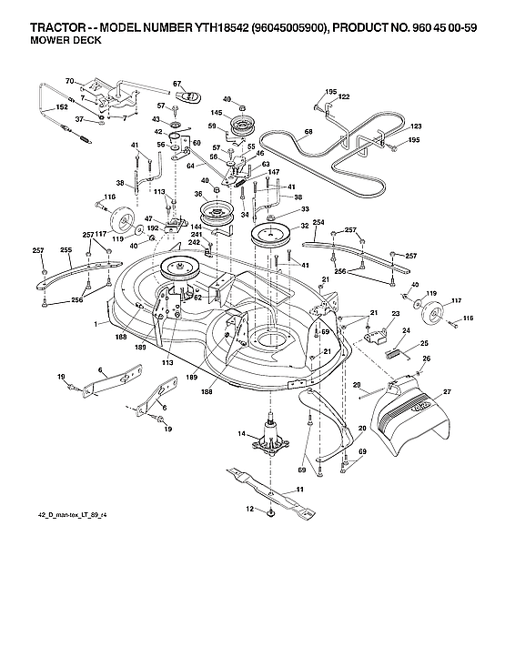 Husqvarna yth18542 deck discount parts