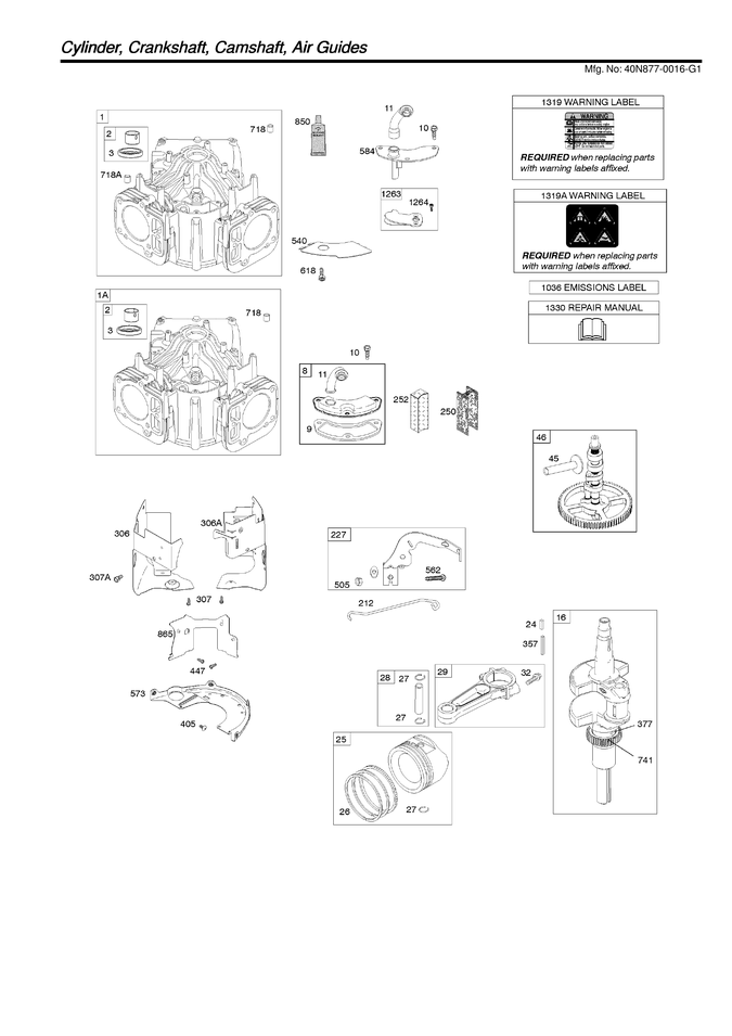 Cylinder/crankshaft/camshaft
