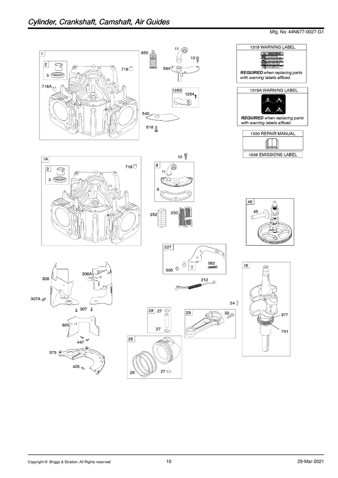 Cylinder/crankshaft/camshaft