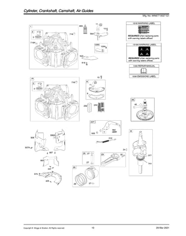 Cylinder/crankshaft/camshaft