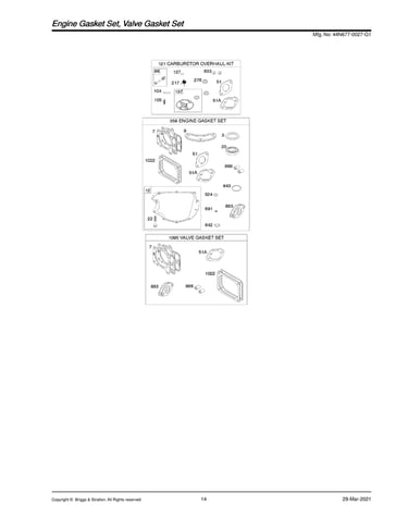 Engine & valve gasket sets
