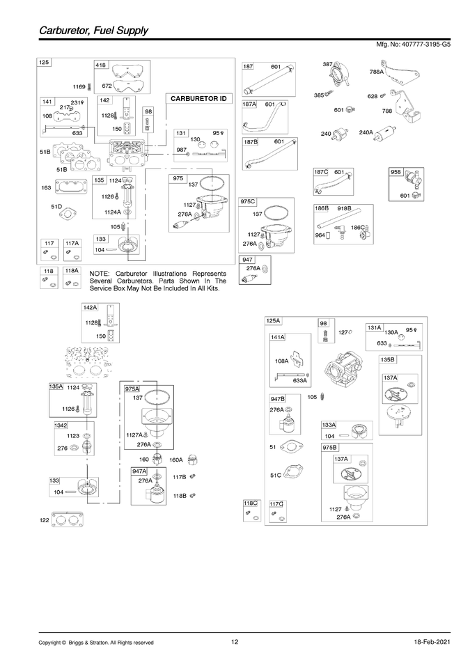 CARBURETOR/FUEL SUPPLY