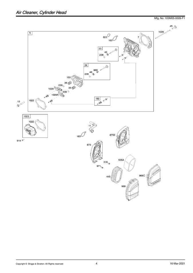 Air cleaner/cylinder head