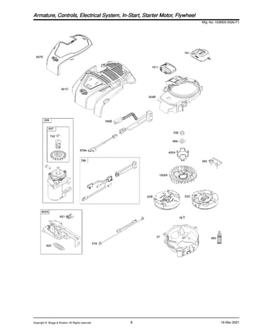 Starter motor/flywheel/in-start