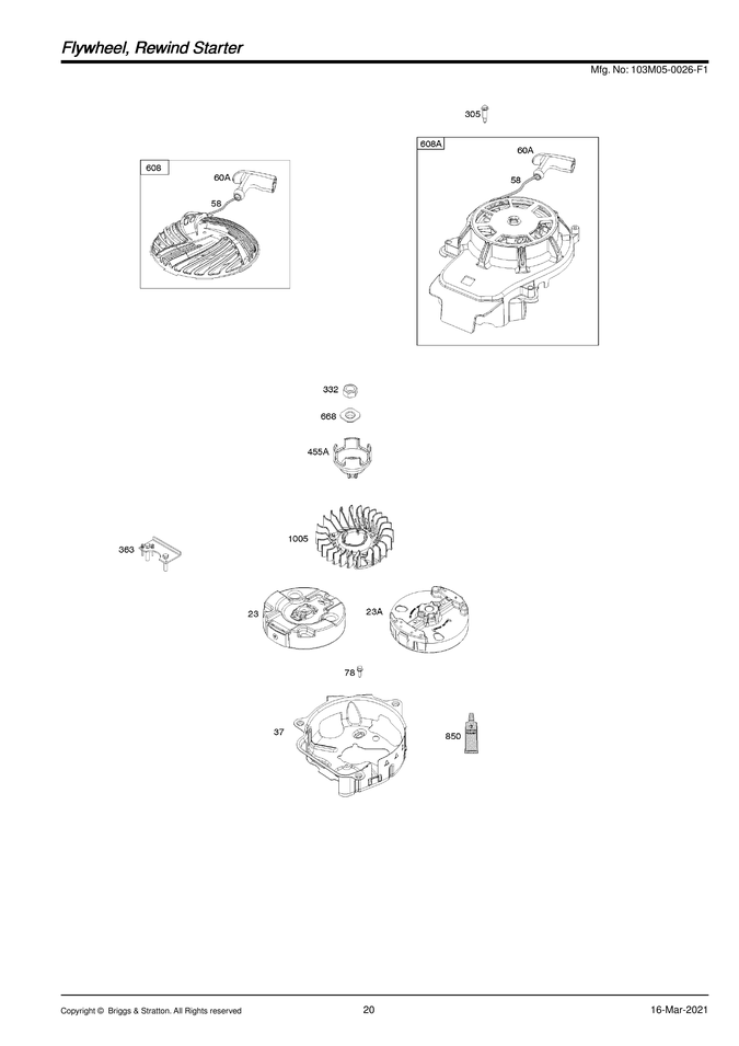 Flywheel/rewind starter