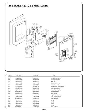 Ice maker & ice bank parts