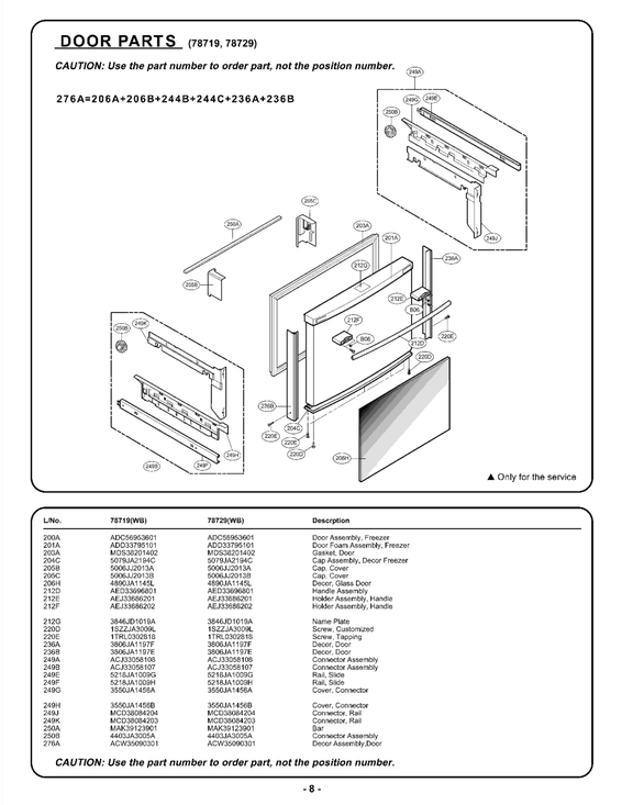 Freezer door parts