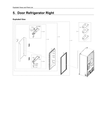 Right refrigerator door parts
