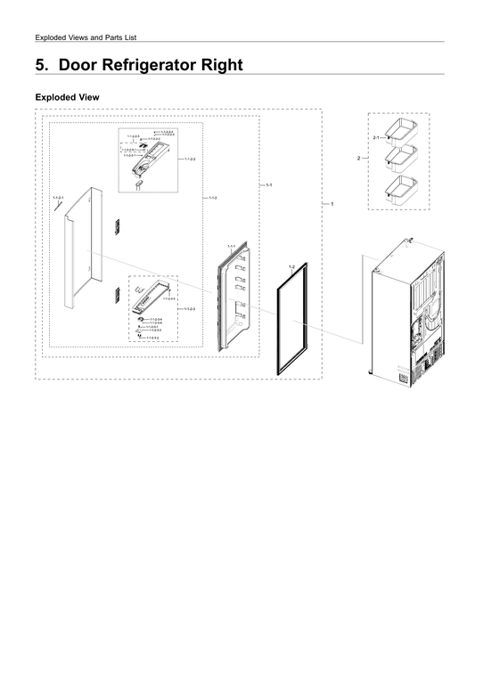 Right refrigerator door parts