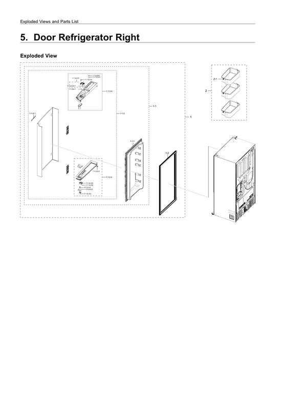 Right refrigerator door parts