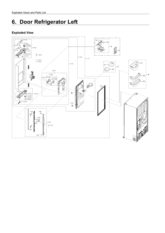 Left refrigerator door parts